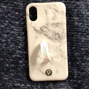 iPhone X Loopy Case-Marble white & silver